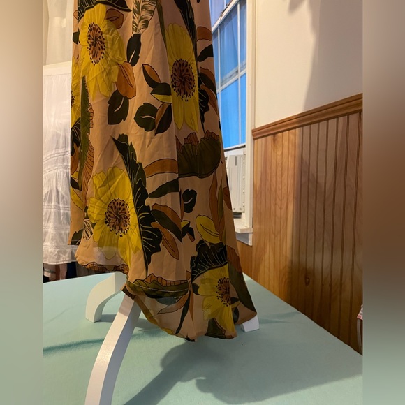 Vintage Brown Floral Dress, Label: A Wild Thyme, Sz 6 - Picture 5 of 16